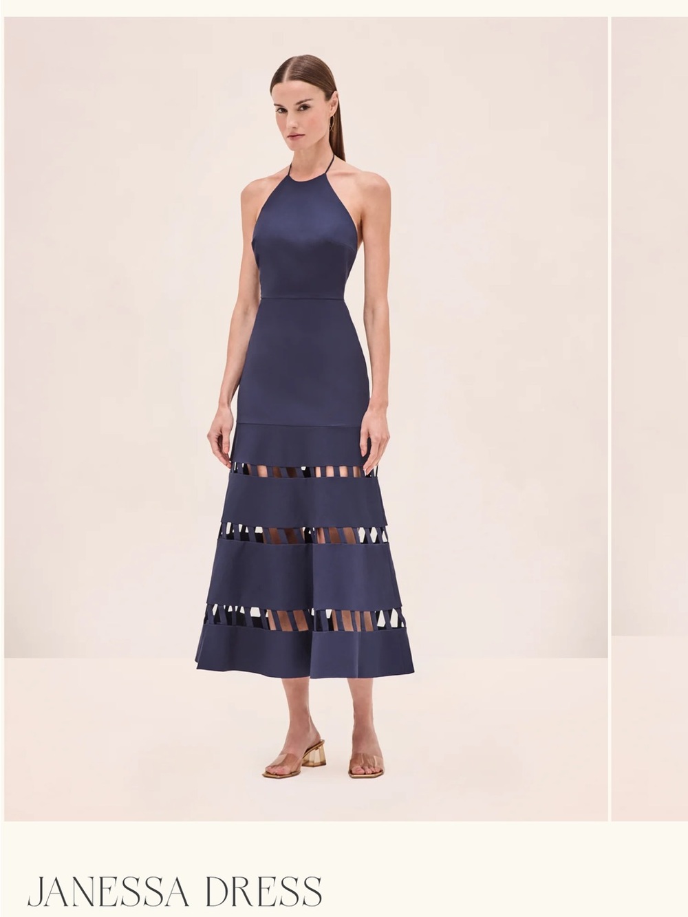 Alexis Janessa Navy Halter Midi Dress